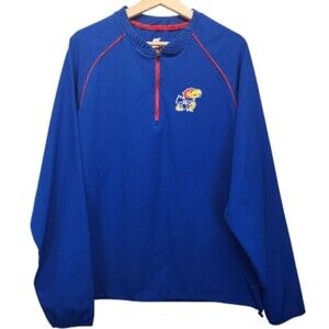 Kansas Jayhawks KU Men's MEDIUM Colosseum 1/4 Zip Blue Pullover